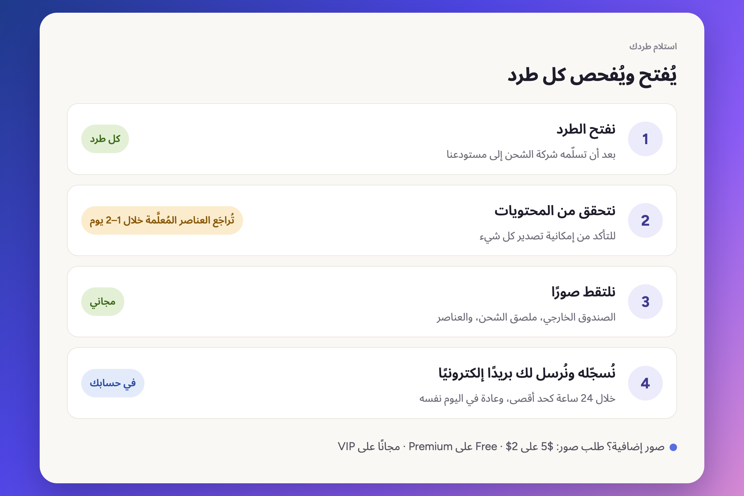 يُفتح ويُفحص كل طرد