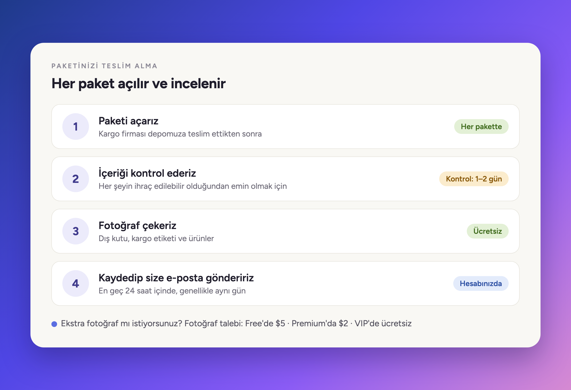 Her paket açılır ve incelenir